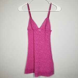 Victoria’s Secret Hot Pink Lace Slip Dress Size Small Adjustable Straps Lingerie